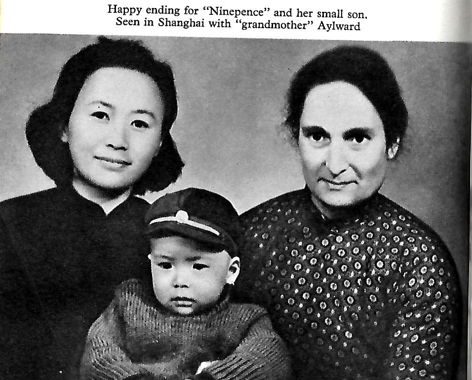 Gladys Aylward with Ninepence and her son at Shanghai