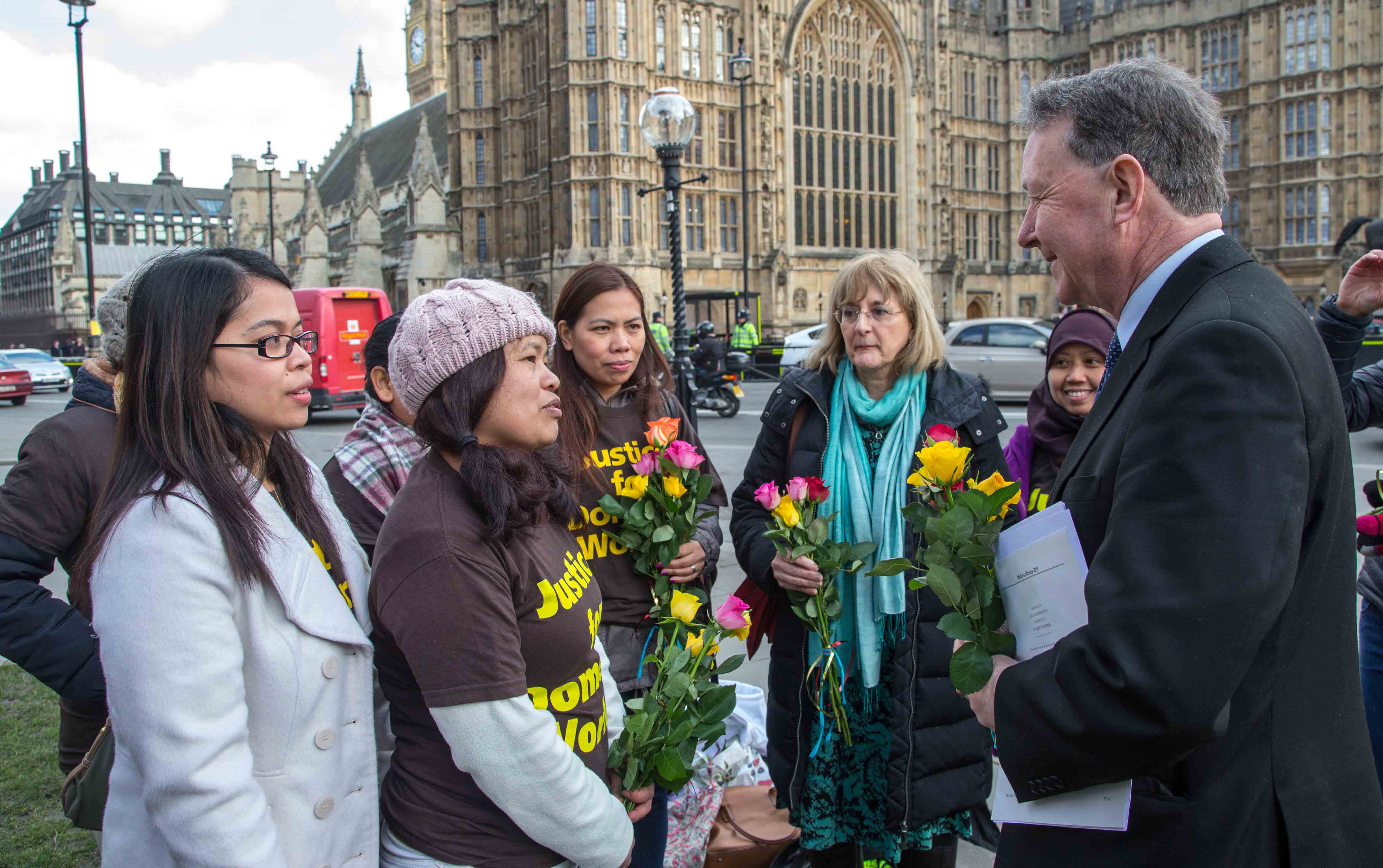 March 4th 2015 - David Alton with a group of domestic migrant workers visiting Parliament 