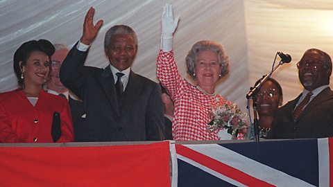 Nelson Mandela with the Queen after South Africa rejoined the Commonwealth in 1994