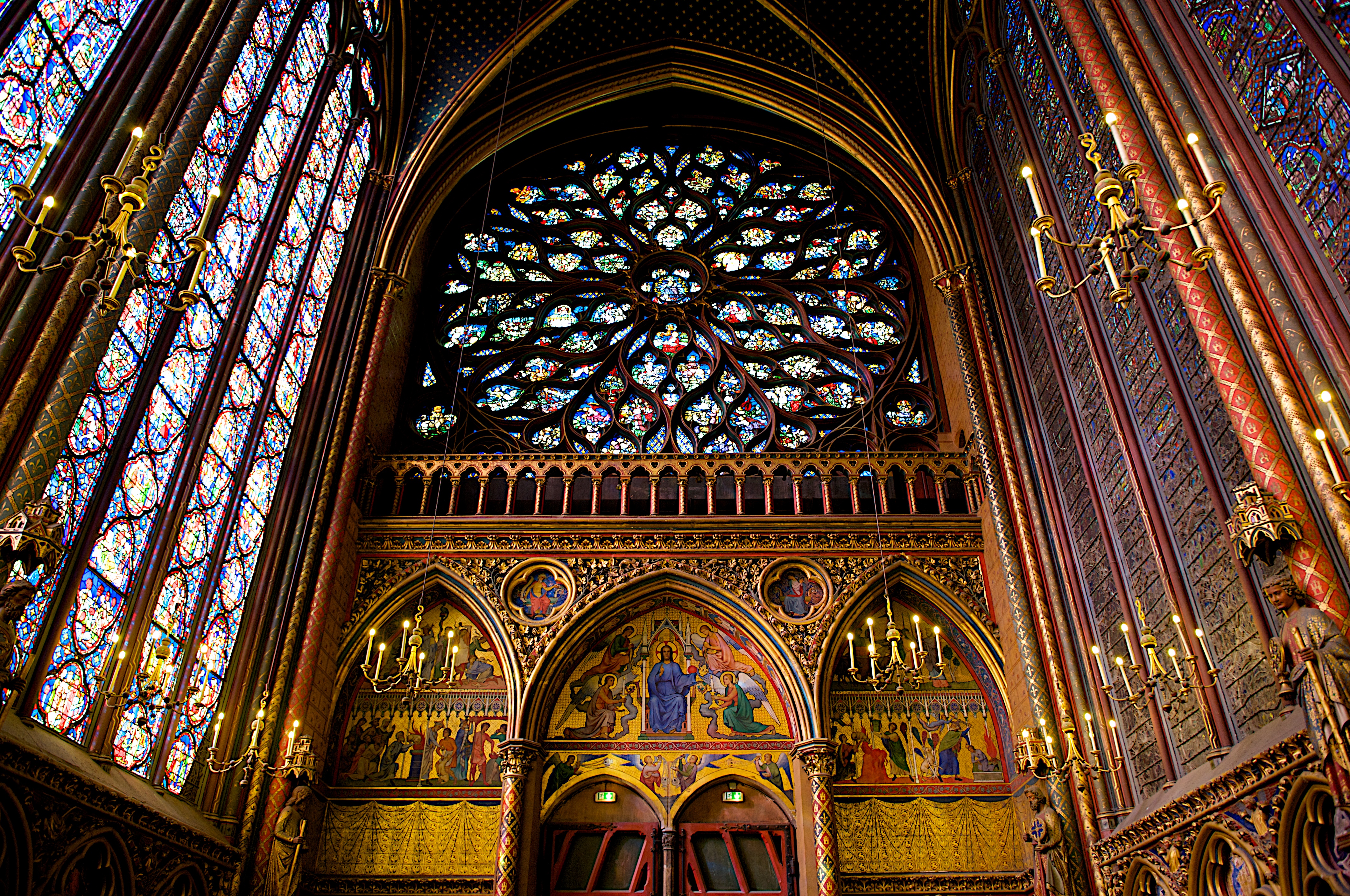 The interior of Sainte Chapelle, Paris.