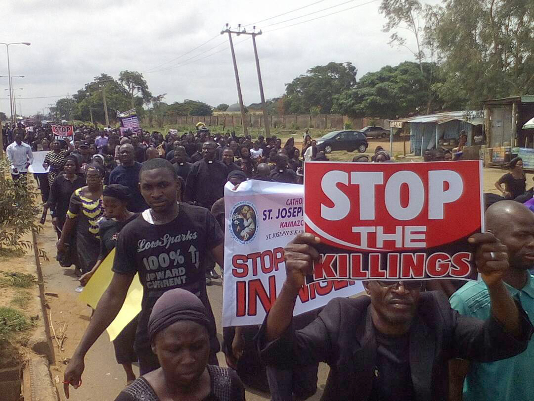 Nigeria, May 22th 2018 Christians demonstrating peaceful against