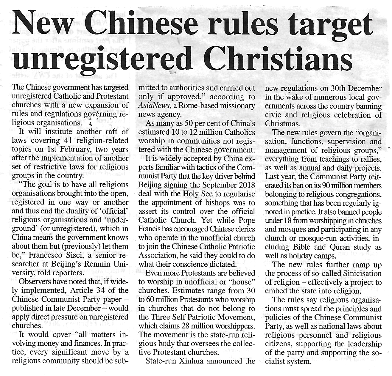 Unregistered Chinese Christians
